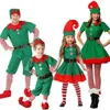 Kerst Elf Familie Matching Kleding Moeder Dochter Jurken Vader en Zoon Kinderen Volwassen Kerstmis Kostuum Nieuwjaar Halloween Party LJ201111