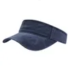 Mens Womens Unisex Summer Twill Washed Cotton Solid Sports Low-Profile Empty Top Running Runner Golf Sun Visor Hat Cap