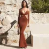 Cryptographic Spaghetti Strap Sexy Backless Maxi Dresses Sleeveless Sexy Women Dresses Party Club Elegant Hollow Dress Sundress Y0118