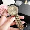 Moda Zegarek Nadgarstek Kwarcowy dla Kobiet Dziewczyna Kryształ 2 Tarczowe Styl Metal Stal Zegarek Zegarek M116