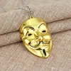 Hip Hop Jewelry V For Vendetta Mask Charm Pendant Necklace Cuban Link Chain Metal Jewelry Mens Necklaces