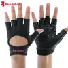 Boodun esportes feminino ginásio peso levantando luvas mulheres corporal construção couro fitness yoga luvas miten meninas píycra respirável q0109