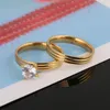 Stainless Steel 2 Pcs Band Ring African Crystal Wedding Engagement Women Finger Hot Selling Ring Set