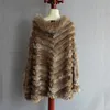 Shawls HSPL 2021 Knitted Real Fur Poncho With Raccoon Trimming Fashion Women Autumn Luxury Black Wrap1