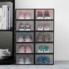 6pc 투명 한 신발 상자 저장 구두 상자 두꺼운 방진 신발 주최자 상자 겹쳐서 조합 된 신발 캐비닛 LJ200812
