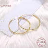 CANNER Real 925 Sterling Silver Earrings For Women Circle Hoops Korean Pendientes Gold Jewelry 12mm Thick 50mm 2201083472908