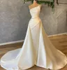 Elegante jurken voor vrouwen Arabisch ASO EBI stijlvolle huls prom jurk 2022 avondjurken satijnen vloer lentge parels strapless formele speciale gelegenheid jurken