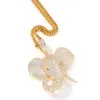 Hip Hop aaa Kubikzirkonia ebbeschloss Bling heraus Elefant Tieranhänger Halskette für Männer Frauen Mode Schmuck Gold Farbe Y12206525739