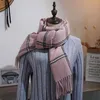 Hot Sale-2020 New Winter woman Wool plaid Scarf Female big size European and American StripesSimple Chequered Shawl Neck