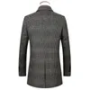 Vinter nya män s Houndstooth Wool Coat Fashion Casual Thicken Slim Fit Long Overcoat and Jacket Mane Brand Coffee Plaid LJ201110