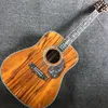 Custom Deluxe Solid Koa Trä 41 tum D MT Body Electric Acustic Guitar Abalone Binding Acceptera Guitar OEM