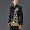 Costume tunique chinois Vintage broderie blazer pantalon 2 pièces costume pour hommes chorus performance scène costume chanteur hôte robe formelle 201104