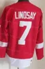 Men Retro Ice Hockey Vintage 7 Ted Lindsay Jersey 5 Nicklas Lidstrom 4 Gordie Howe 1 Terry Sawchuk 13 Pavel Datsyuk Home Red White Stitching 75th Anniversary HongYi