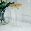 30x120mm Glass Bottle With Bamboo Cap Multipurpose Lid Leak Proof Airtight Canister Storage Bottles Jars 50pcs