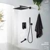 Matte Black Dusche Wasserhaare Set Regen Wasserfall Verdeckte Duschsystem Wandhalterung Badewanne Dusche Combo Set