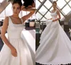 Princesa vestido de noiva 2022 para mulheres sem mangas sem costas quadradas cetim vestidos brancos robe de soirée de mariage vestidos noiva