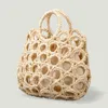 Shopping Bags Summer Beach Women Hollow Handbags Reticular Cotton Weave Bucket Bag for Ladies Fashion Retro Portable Purses 220303