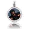 14K sur mesure Po médaillons ronds pendentif collier dos graver style or rose argent or couleur Zircon hommes Hiphop bijoux 1101982