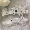 Jarretière de mariage brodée de perles de fleurs, ivoire, Sexy, pour femmes, anneau de cuisse de mariée, jambe de mariée