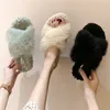 Winter Women House Slippers Faux Fur Fashion أحذية دافئة Wedge Heel Platform