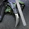 Taktisches Überlebens-Camping-Federmesser, automatische Karambit-D2-Machetenklinge, schwarze Aluminiumgriffe, Selbstverteidigungsmesser