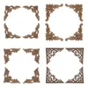 4PCS Woodcarving Appliques cornice decorativa per parete Mestieri d'angolo mobili unici naturale floreale legno intagliato vendita calda di legno