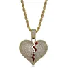 Solid Broken Heart Pendant Necklace For Mens Womens Fashion Personality Hip Hop Halsband Par smycken274U
