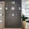 Duży Bezramowy DIY Clock Clock Mut Lusterka Naklejki Nowoczesne Gigantyczne Zegar ścienny Nie tykanie do salonu Sypialnia Kitchen LJ201204
