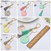 Disco Tassel Keychain Bronzing Letter Pingente de Couro Chaveiro Bag Pingente Dia da Mãe Partido Partido Suprimentos 5 Cores BT1011