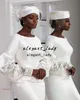 Long Sleeve Nara Aziza Wedding Dresses 2022 Lace Stain Jewel Neck African Sweep Train vestido saten largo bridal gown
