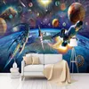 Anpassad Väggmålning Modern Handmålad Tecknad Space Spaceship Barnrum Sovrum Väggdekoration för barn
