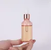 Pembe Cam Boğaz Şişesi 5-100ml Aromaterapi Sıvı Temel Temel Parfüm Tüpleri Masaj Yağ Pipeti Yeniden doldurulabilir şişeler