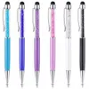 Diamond Crystal 2 i 1 pekskärm Rhinestones Skriva kapacitiv Stylus Ball Pen för mobiltelefon Tablett PC -mobiltelefon