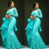 Aso Ebi Plus La Taille Robes De Soirée Peplum Une Épaule Sirène Dentelle Robes De Bal Africaine Dubaï Robes De Soirée LJ201119