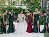 Dark Green African Bridesmaid Dresses 2021 Mermaid Split Maid Of Honor Gowns Formal Wedding Party Guest junior Dress