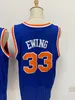 VTG Patric Ewing High School Herren-Basketballtrikot, komplett genäht, blaue Farbe, S-2XL, Top-Qualität