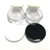 30 / 50PCS 5G Classic Black White Cap Plast Loose Pulver Compacts Round 4 Grids Sifter Tom Kosmetisk behållare med puff