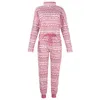 Femininas femininas mulheres inverno Natal elk impresso pijama conjuntos de manga terno fashion adultos anos roupas top calças xmas sleepwear