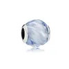 Echtes 925er-Sterlingsilber, passend für Pandora-Armbänder, blaue Liebesherzen, Taschenglasperlen, All-Match-Perlen, Liebesherzen, blaue Crysta-Charms für DIY-Perlen-Charms