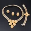 African Fashion Jewelry Sets Women Gold Color Necklace Bracelet Earrings Ring Wedding Charm Bridal Jewelry Set