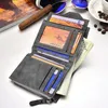 Hot Sale New Short Wallet Men Soft Leather wallet with removable card slots multifunction man Zipper Wallet purse male clutch