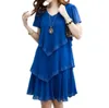 Plus size Dresses new Summer woman Loose Short sleeve Ruffles Chiffon dress clothing vestidos S-5XL vintage vestidos