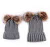 2pcs förälder-barn hatt vinter varmare baby hatt / kvinnor hatt mamma baby knit hat beanie vinter varm hakan keps