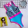 2020 Kobiety Push Up Swimmwear One Piece Swimsuit Samica Kitcher Leopard Drukowane kostium kąpielowy Pływać Lady Monokini 5222 T200708