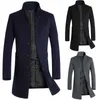 Men's Wool & Blends Winter Coat Slim Fit Jackets Mens Casual Warm Long Windbreaker Jacket And Men Pea