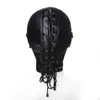 Women039s Negro Sexo T191028 Máscara fetiche masculino Cosplay de cuero Cosply Ball PU Máscaras Juego de juguete Esclavo Puerto de asfixia ajustable para Ma4580157