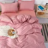 Conjuntos de cama Bed Home Têxtil Four-Peça Cor Pura Simples Lavagem de Algodão Coil Quilt Folha Folha de Cobertura de Três Pedaço 1