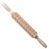 Kerst Houten Rolling Pins Gegraveerde Embossing Rolling Pin met kerstsymbolen Sneeuwvlok voor bakken reliëfkoekjes