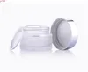 20 X New Frost Glass Make Up Cream Jar Vaso Contenitori con tappo argento brillante UV e pad bianco 15g 30g 50gbuona qualità