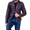 Men Jacket Leather Winter Coat Autumn Faux Long Sleeve Lapel Motorcycle Zipper Coat1